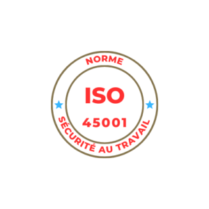 Logo de la norme ISO 45001, symbole de l'excellence en matière de système de management de la santé et de la sécurité au travail.